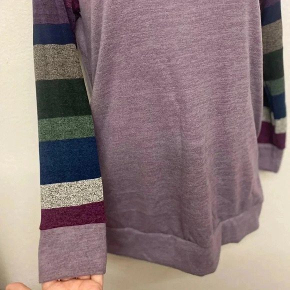 🆕Jardin By Macris Purple Bean Stripe Raglan Side Pockets Tunic S🆕 - Picture 4 of 7
